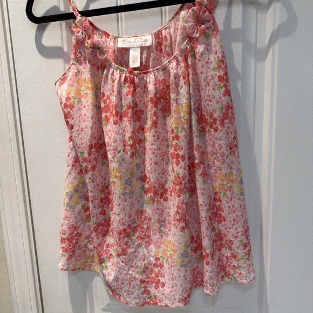 Oscar de la Renta‎ Camisole Top Y2K Rosette Floral Print S 3997